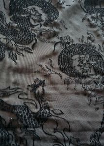Black Dragon Print Mesh Dress