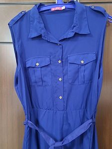 A beautiful Blue Sleeveless Polyester DRESS