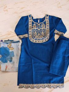 4-6 year Elegant Blue Embroidered Kurta Set