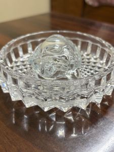 Crystal Turtle with Plate Showpiece for Good Luck