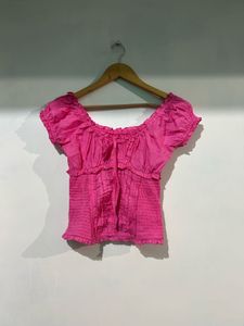 Pink Off-Shoulder Crop Top(size:32to36)brand new