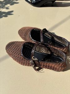 Mesh Ballet Flats with Strap