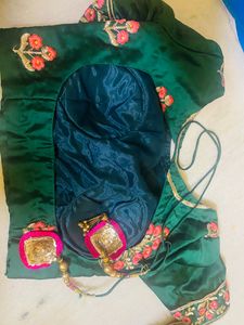 Emerald Green Embroidered Lehenga Choli Set