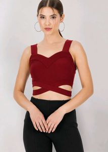 Chic Maroon Bandage Crop Top