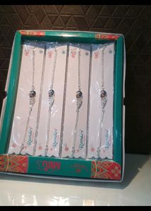 Silver Polish Rakhi Pecock🦚 Design (Peck Of 4)