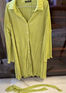 very stretchable neon green shirt dress