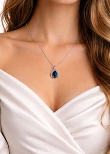 Elegant Blue Teardrop Pendant Necklace