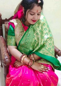 Vibrant Pink Banarasi Silk Saree