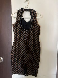 Designer Black &amp; Gold Pure Brocade silk kurta