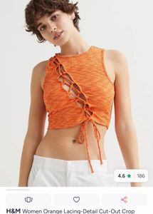 Stylish Orange Cut-Out Tank Top MEDIUM size