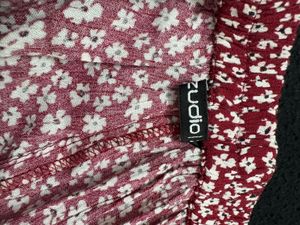 Red Floral Wrap Skort