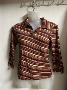 Retro Striped Collared Top