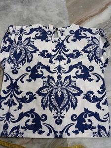 Cute Navy &amp; White Print Top and Skirt Set