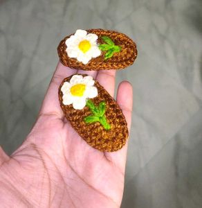 Handmade Crochet Flower Hair Clips 2