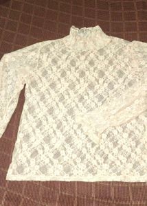 Sheer Lace Mock Neck Top