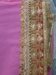 Beautiful Pink Saree with Embellished Border
