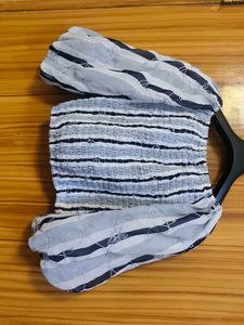 Striped Puff Sleeve Crop Top