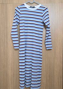 Striped Long Sleeve Midi Dress