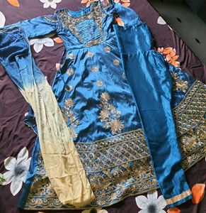 Stunning Blue Embroidered Lehenga Choli