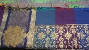 Cotton Silk Saree with Golden Floral Print