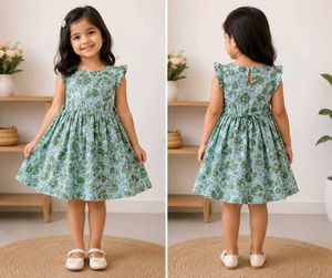 🌲☘️Cotton Kalamkari Frock for Girls