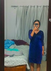 Sparkly Blue V-Neck Dress