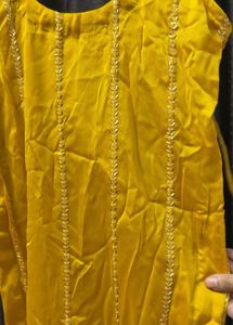 Yellow Kurta Set with Embroidered Detail