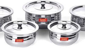Sumeet Stainless Steel Cook And Serve 5Pc Handi Se