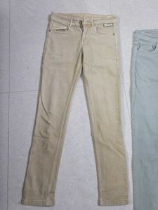 Trendy Skinny Jeans - Beige &amp; Mint Green