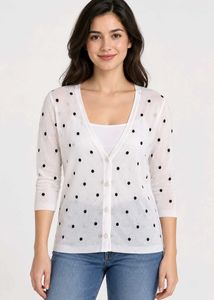 Chic White Polka Dot Cardigan