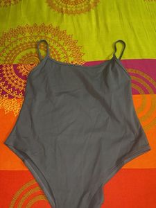 Solid Grey One Piece Swimsuit