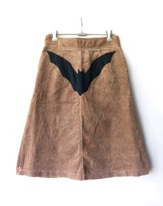 Bat Brown Corduroy Midi Skirt