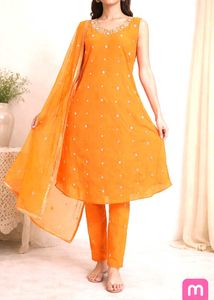 Elegant Orange Embroidered Kurta Set