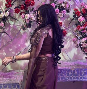 Elegant Brown Sequin Saree