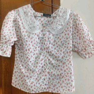 Chic Floral Lace Collar Blouse