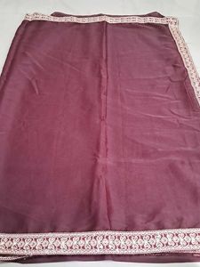 Elegant Embroidered Maroon Saree