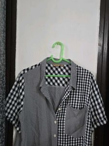 Stylish Asymmetrical Checkered Shirt size M