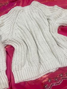 white  Knit Button-Up Cardigan