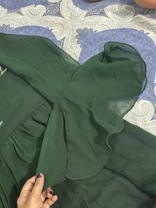Elegant Green Embellished Gown with palazzo