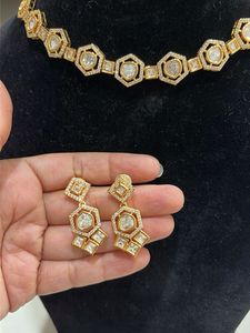 Brand new Hexagonal Diamond Necklace &amp; Earrings Se