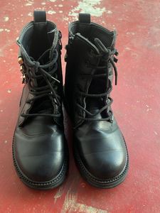 Black Lace-Up Combat Boots