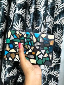 Wooden Mosaic Clutch Bag