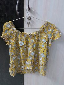 Yellow floral Half Shoulder top