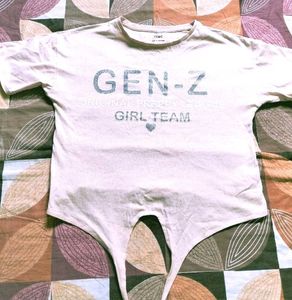 Gen-Z Graphic Tie-Front T-Shirt