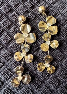 Gold Flower Drop Earrings
