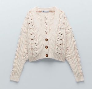 ZARA Oversized Cable Knit Cropped Cardigan