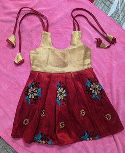 Embroidered Red & Gold Baby Dress