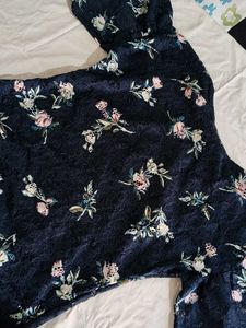 Navy Floral Bell Sleeve Top