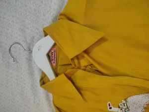 Yello/mustard co-ord Set with White Lace Detail