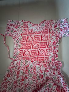Women's Red &amp; White Printed Kurta Set